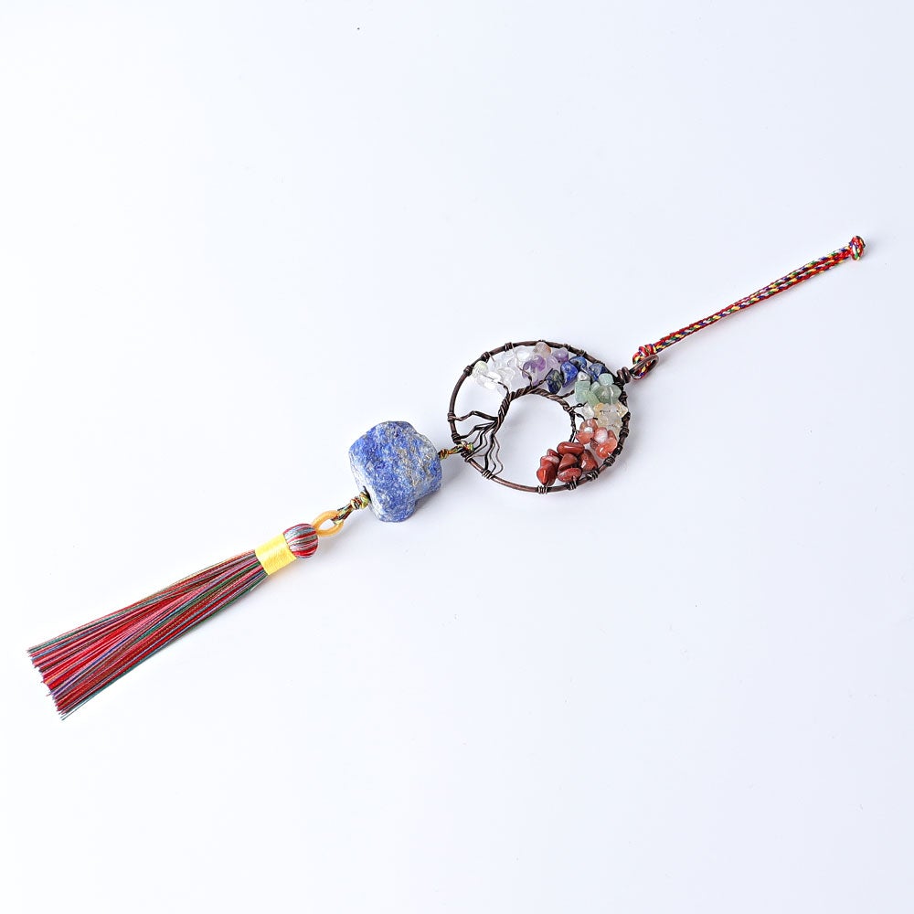 Chakra Life Tree Hanging Ornament with Tassel Wholesale Crystals USA