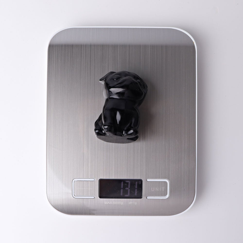 2.3" Black Obsidian Pug Dog Crystal Carvings Wholesale Crystals USA