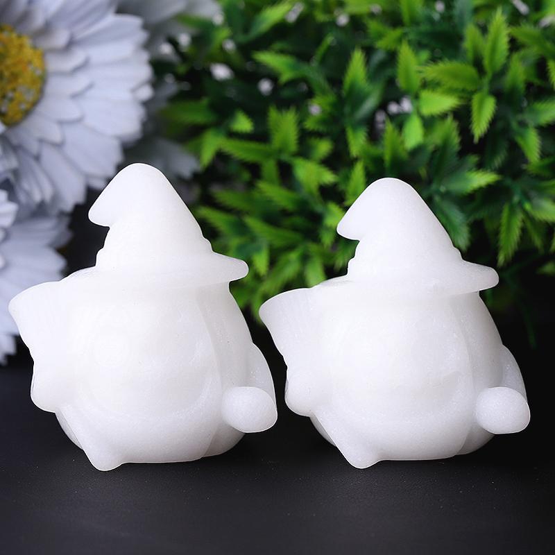 2.2" White Jade Pumpkin Ghost Crystal Carvings for Halloween Wholesale Crystals USA