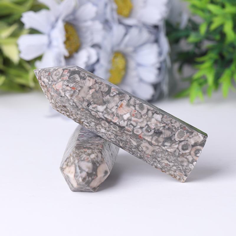 Natrual Crinoid Fossil Jasper Point Healing Crystal Tower Wholesale Crystals USA