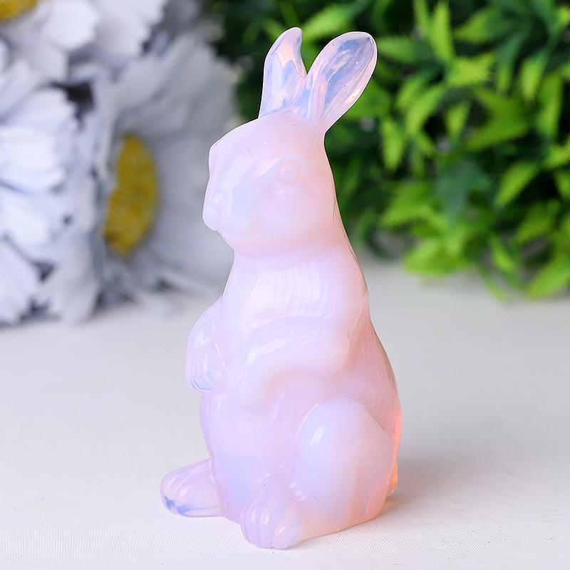 3.3" Pink Opalite Rabbit Crystal Carvings Wholesale Crystals USA