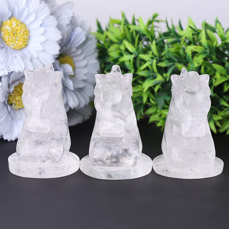 3" Clear Quartz Unicorn Crystal Carvings Wholesale Crystals USA