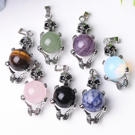 Wholesale Silver Skeleton Wrapped Round Ball Crystal Pendant Wholesale Crystals USA