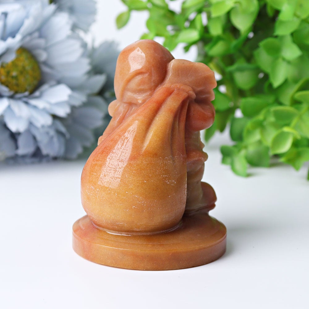 3" Peach Aventurine Santa Claus Crystal Carvings for Christmas Wholesale Crystals USA