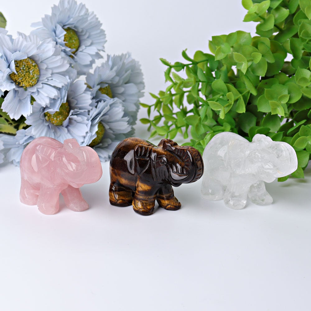 3" Elephant Crystal Carvings Wholesale Crystals USA