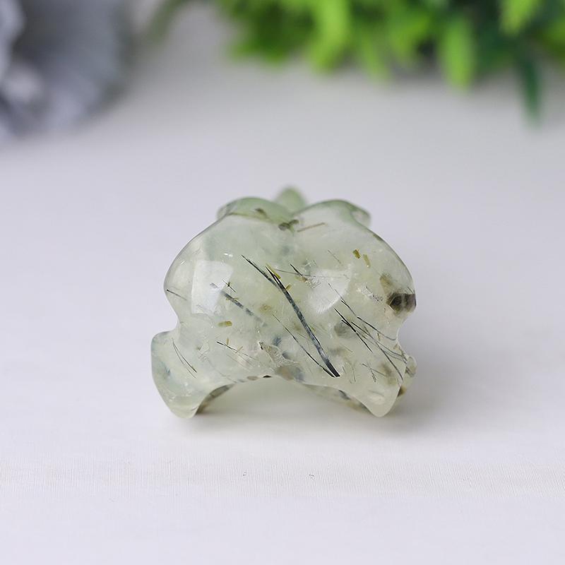 3.5" Natural Prehnite Crow Skull Head Healing Carving Epidote Wholesale Crystals USA