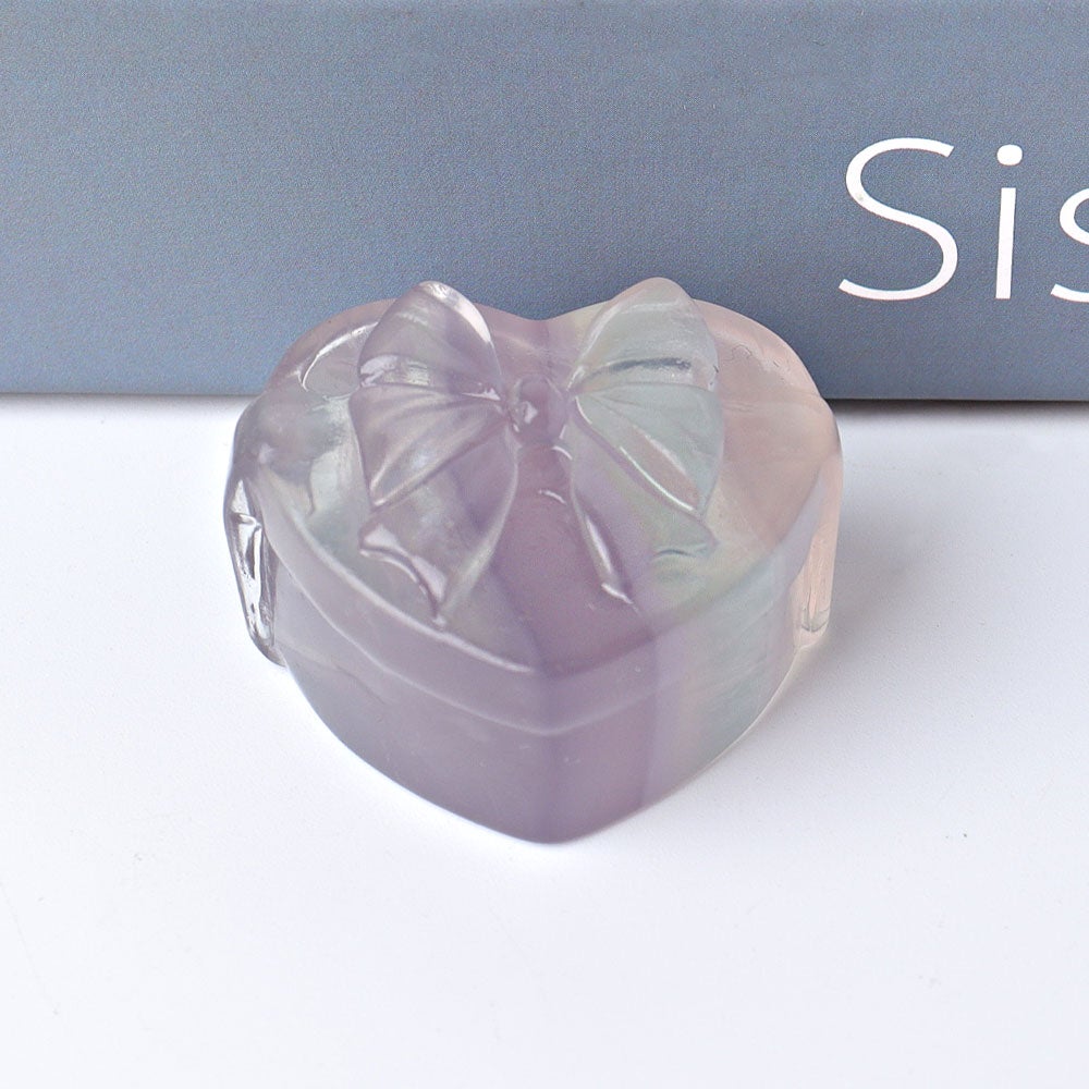 1.5" Heart Shape Gift-box Crystal Carving for Christmas Wholesale Crystals USA
