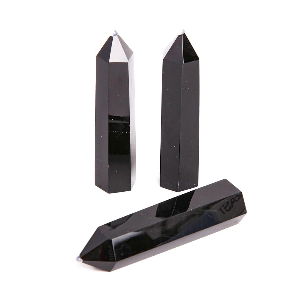 Set of 3 Black Obsidian Crystal Point Wholesale Crystals USA