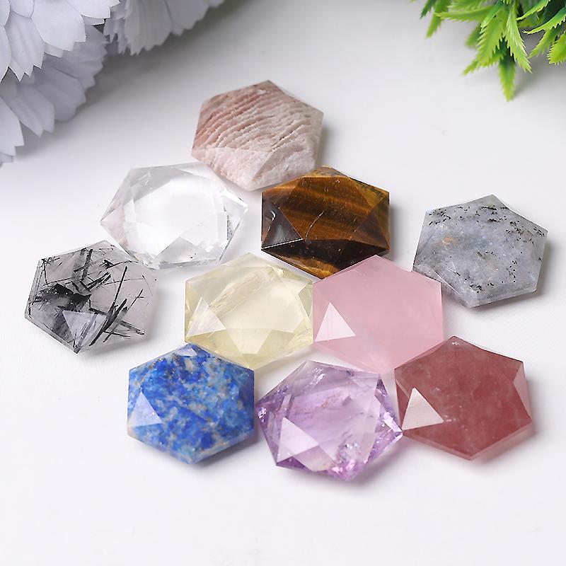 1" Crystal Hexagon Pocket Stone for Pendant for DIY Wholesale Crystals USA