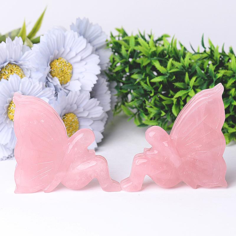 3.3" Rose Quartz Fairy Crystal Carvings Wholesale Crystals USA