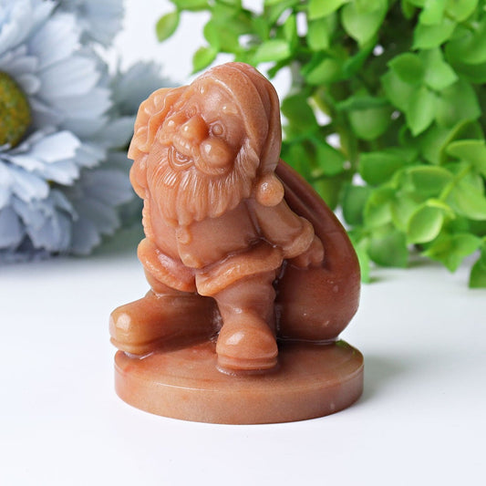 3" Peach Aventurine Santa Claus Crystal Carvings for Christmas Wholesale Crystals USA