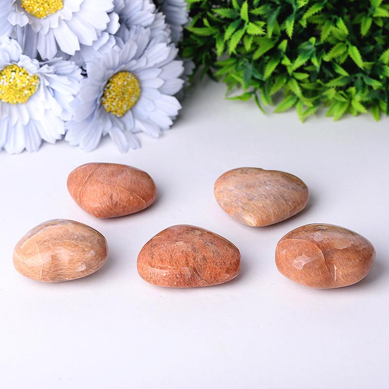 2.0"Peach Moonstone Heart Shape Crystal Carvings Wholesale Crystals USA