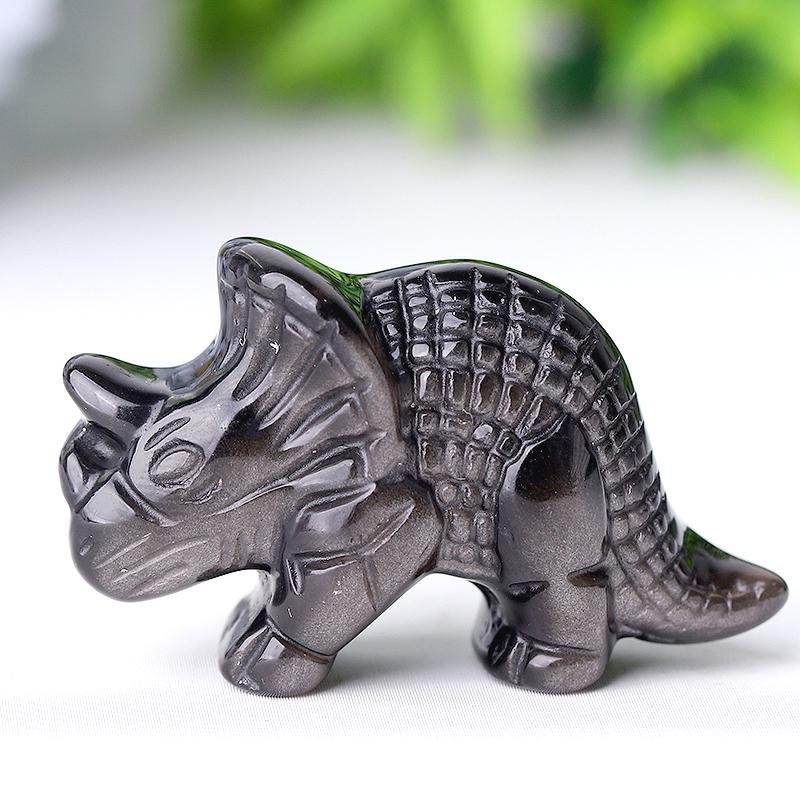 1.7" Silver Obsidian Dinosaur Crystal Carvings Wholesale Crystals USA