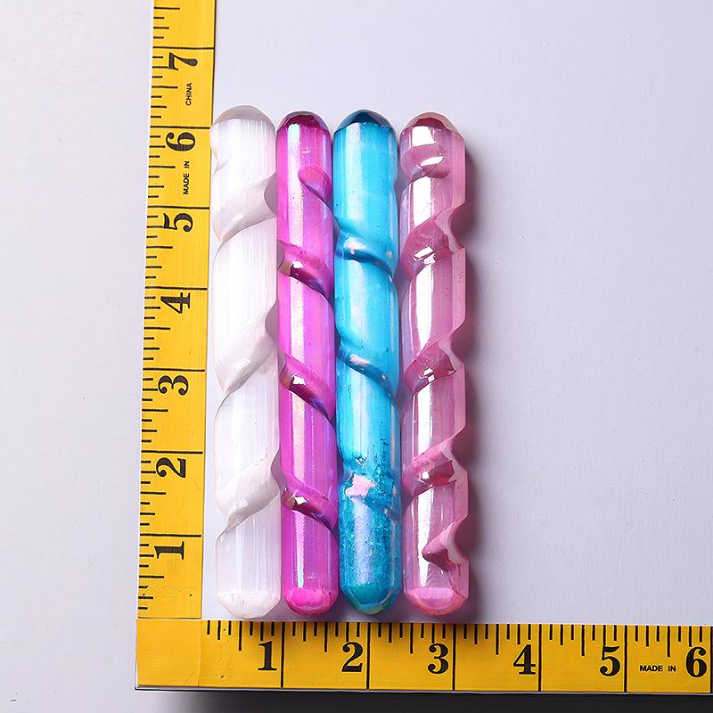 6" Aura Selenite Wand