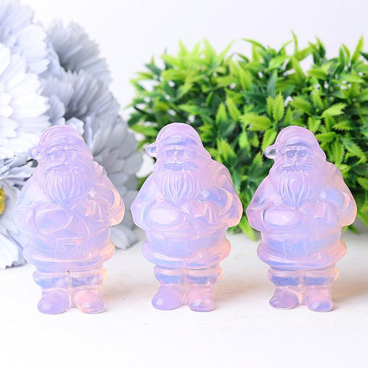 3" Pink Opalite Santa Claus Crystal Carvings for Christmas Wholesale Crystals USA