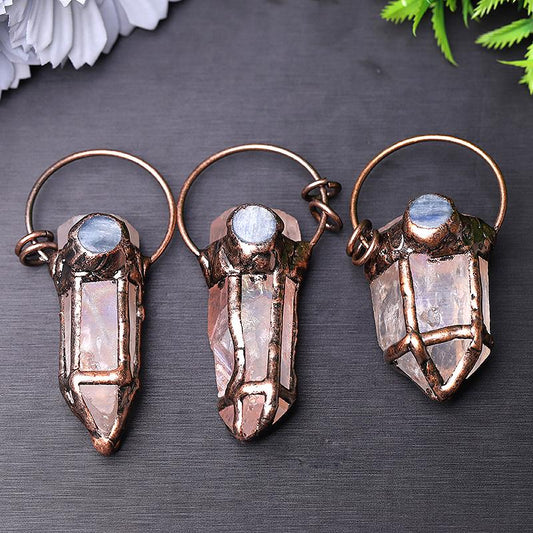 3" Rose Quartz with Kyanite Pendant for Jewelry DIY Wholesale Crystals USA