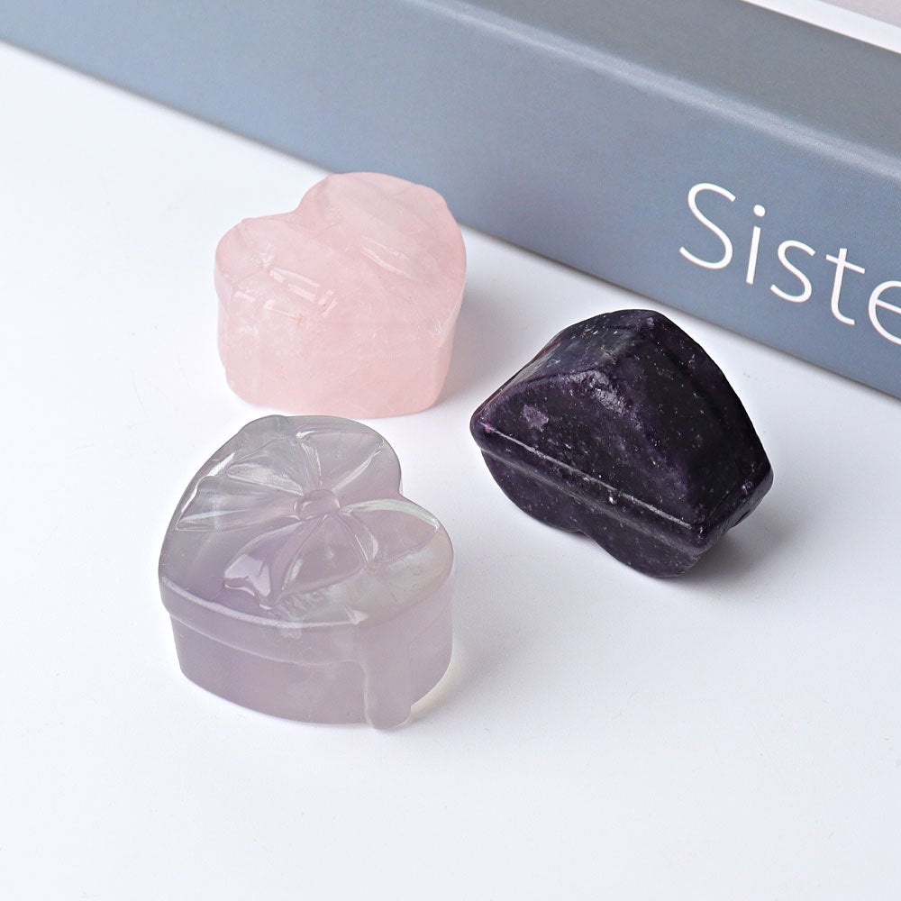 1.5" Heart Shape Gift-box Crystal Carving for Christmas Wholesale Crystals USA