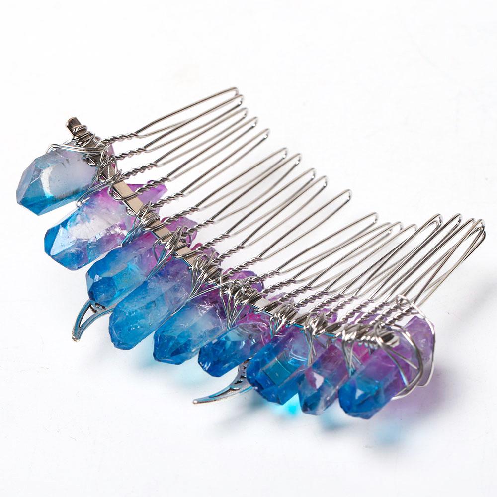 3" Aura Crystal Crown Comb Wholesale Crystals USA