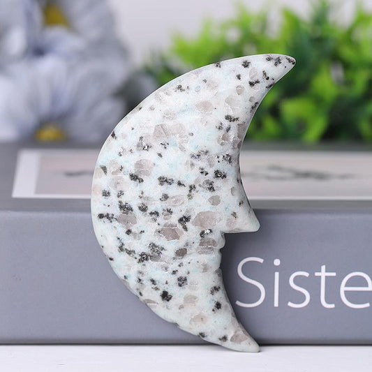 3" Kiwi Jasper Moon Crystal Carvings Wholesale Crystals USA