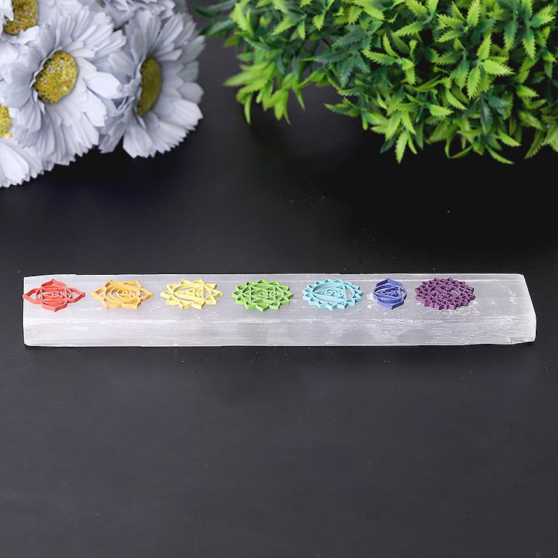 8" Chakra Selenite Stick Wand
