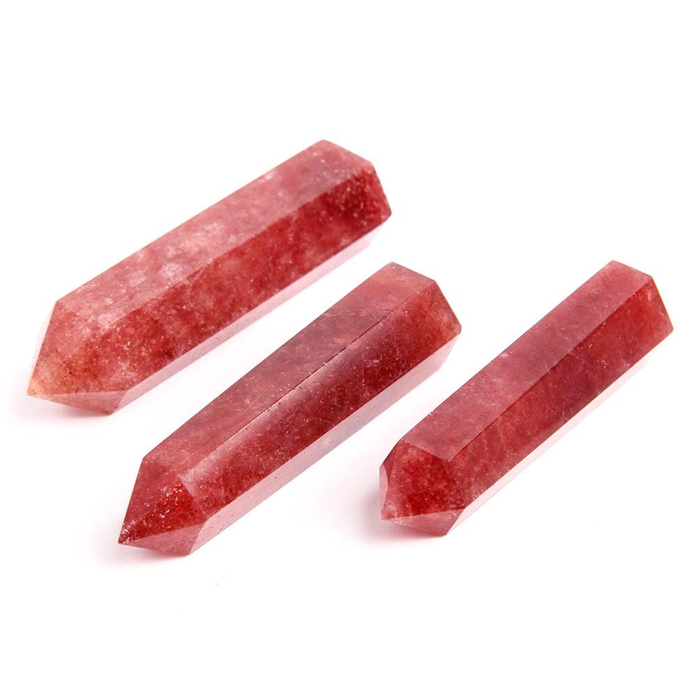 Set of 3 Strawberry Quartz Crystal Point Wholesale Crystals USA