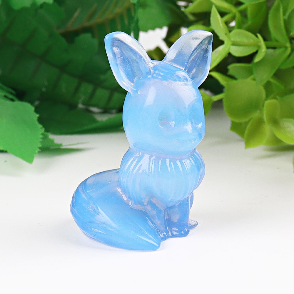 1.95" Blue Opalite Pokemon Evee Crystal Carvings Wholesale Crystals USA