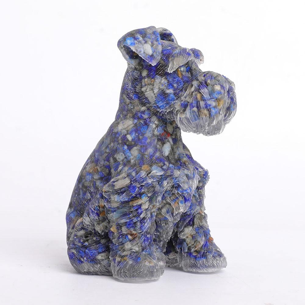 Lapis Gravel Resin Dog Figurines Schnauzer