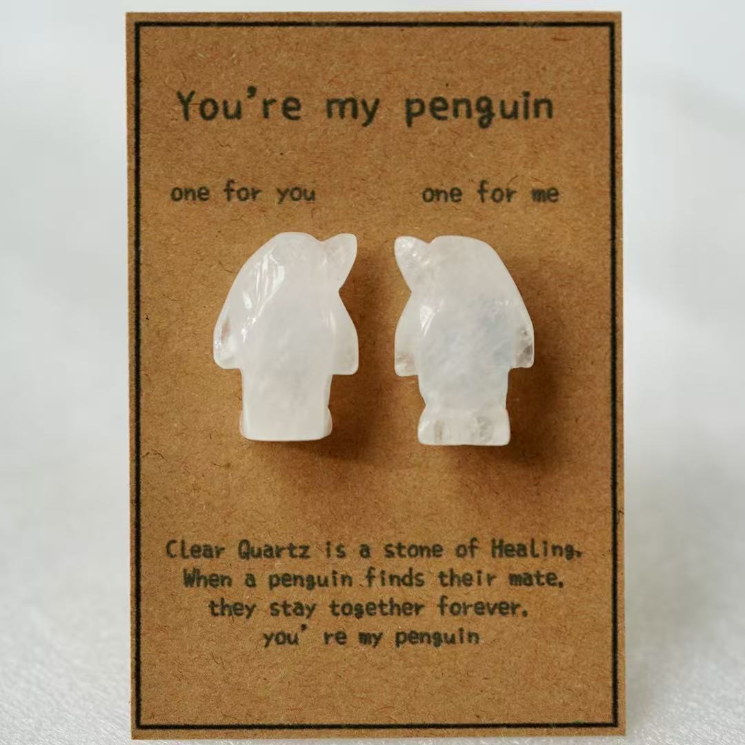 Crystal Sweet Valentine's Day Gift Penguin Carving Crystal Healing Bulk Wholesale
