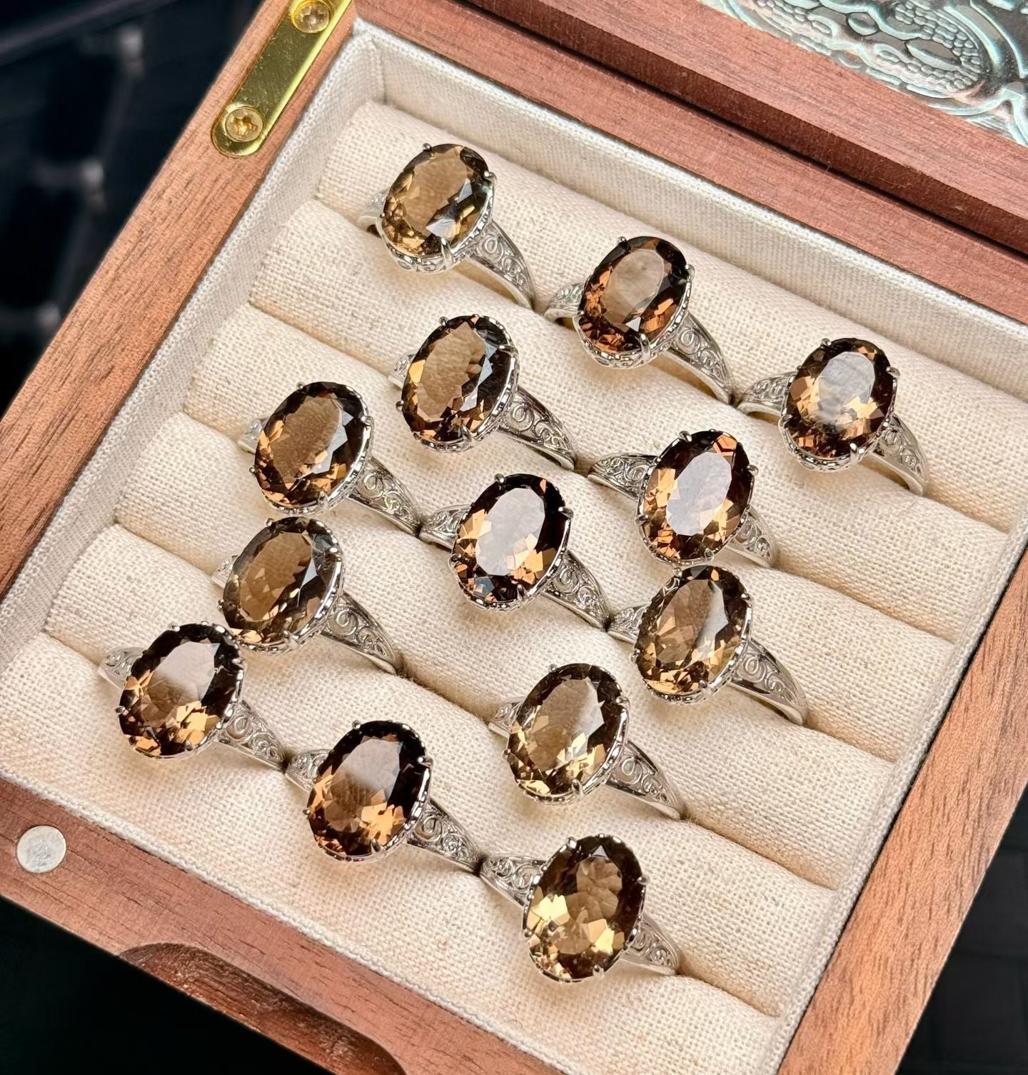 Adjustable Cooper Silver Plated Crystal Ring Crystal Healing Bulk Wholesale