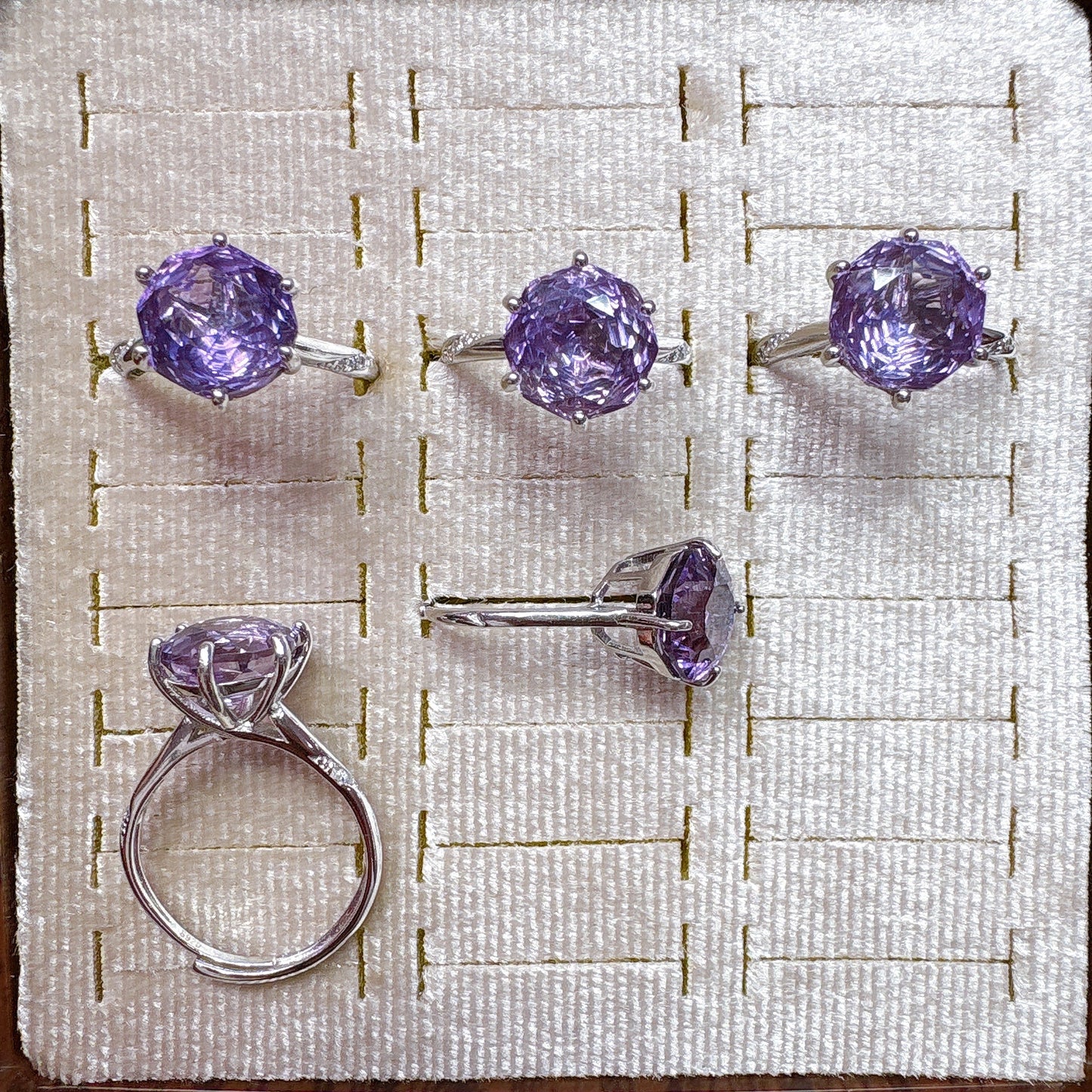 925 Silver Faceted Peridot Amethyst Ring Crystal Healing Bulk Wholesale