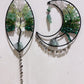 Wire Wrap Natural Gemstone Crystal Chips Moon Leaf Hanging Ornament Crystal Healing Bulk Wholesale