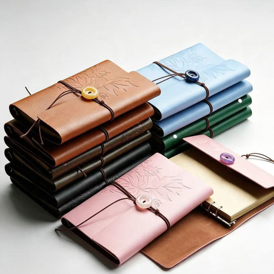 Loose-leaf PU Leather Journal Notebook with Natural Crystal Button Decoration Wholesale