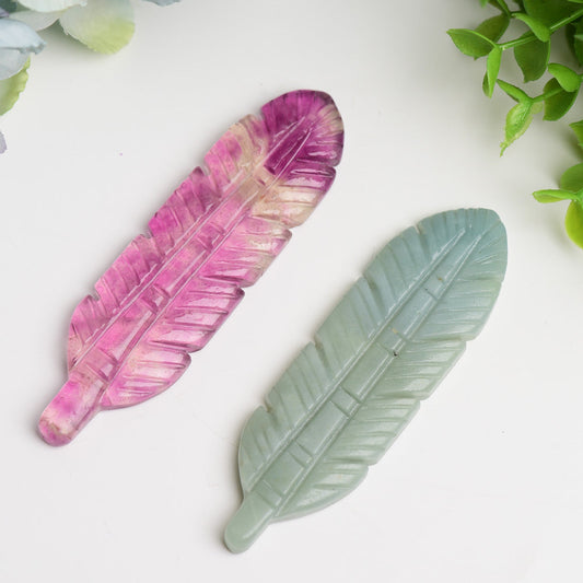 4.0" Fluorite Sky Blue Feather Carving Crystal Healing Bulk Wholesale