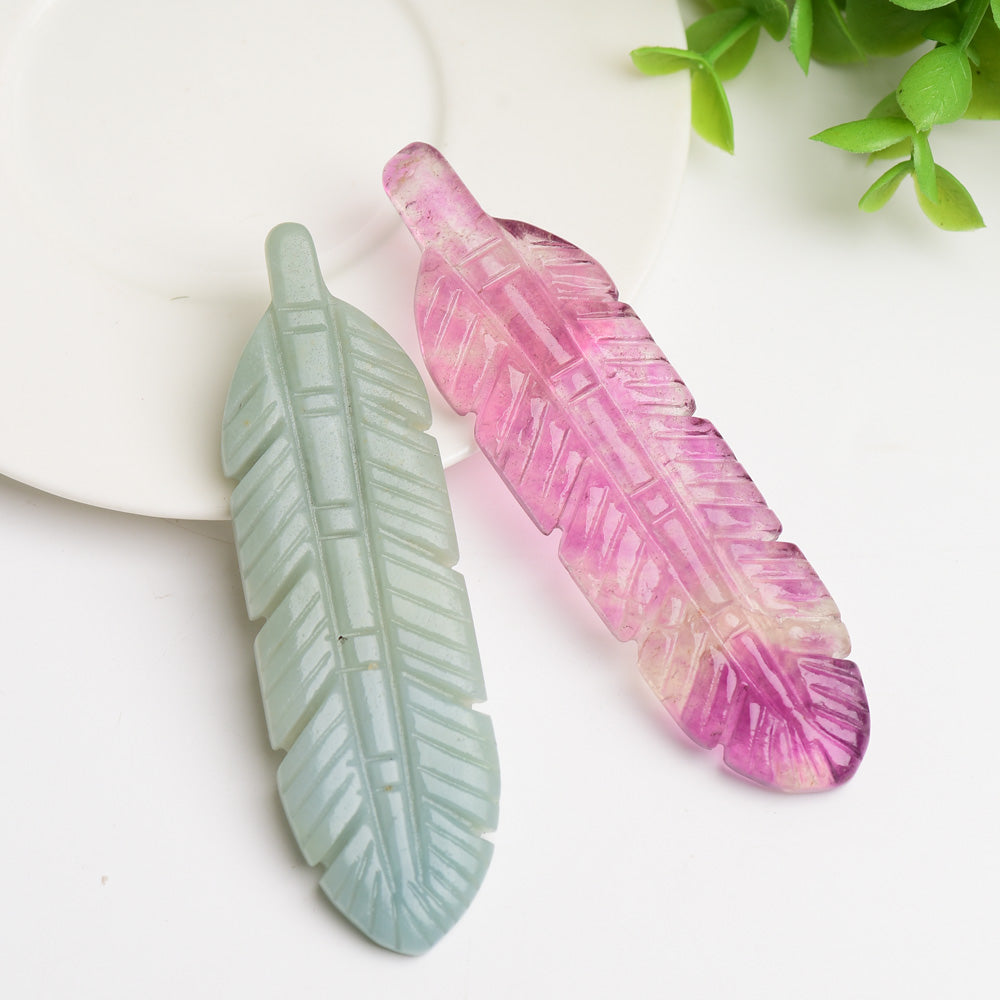 4.0" Fluorite Sky Blue Feather Carving Crystal Healing Bulk Wholesale