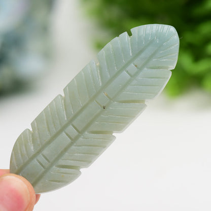 4.0" Fluorite Sky Blue Feather Carving Crystal Healing Bulk Wholesale