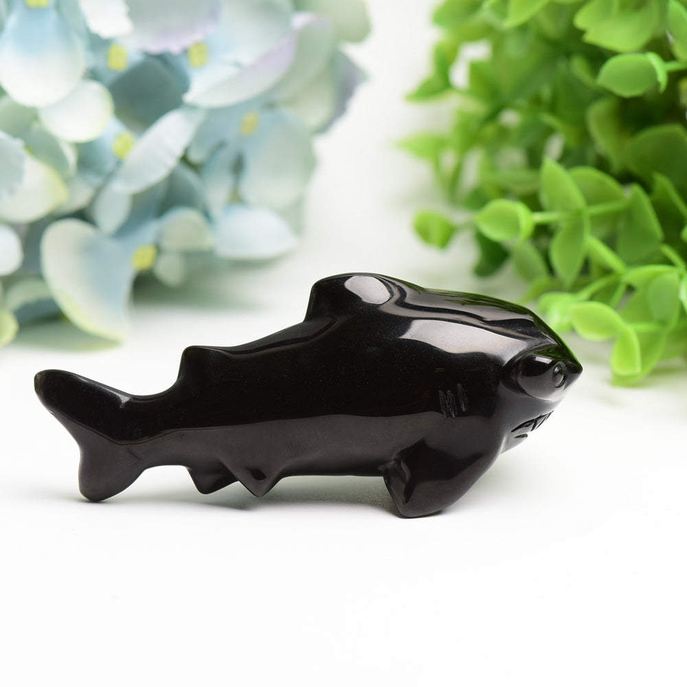 3.8" Black Obsidian Jaw Crystal Carving Crystal Healing Bulk Wholesale