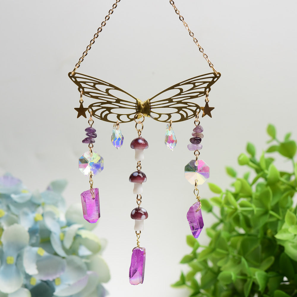 Aura Crystal Metal Butterfly Hanging Ornament Crystal Healing Bulk Wholesale