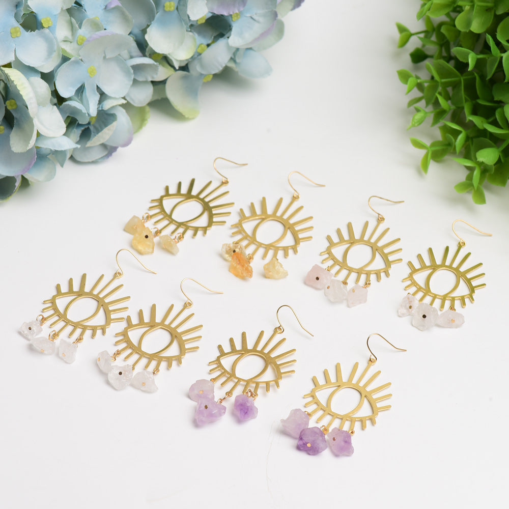 Eye Shape Design Earrings with Crystal Decor Crystal Healing Bulk Wholesale