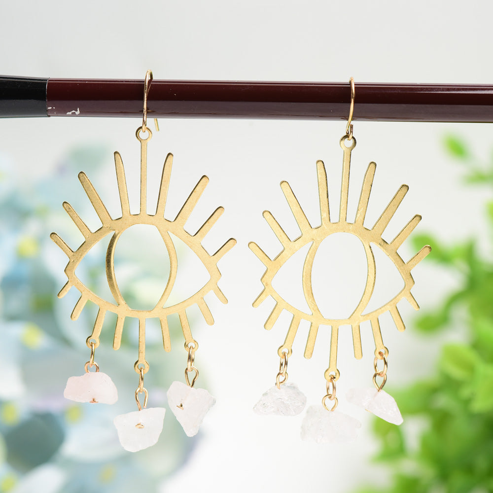 Eye Shape Design Earrings with Crystal Decor Crystal Healing Bulk Wholesale