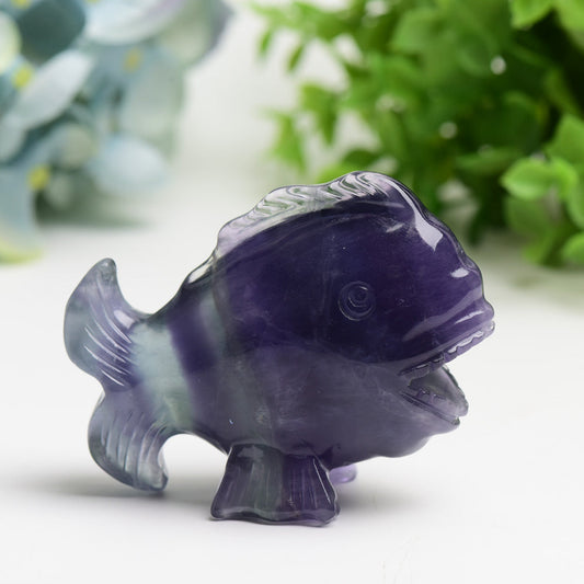 3.0" Fluorite Fish Carving Crystal Healing Bulk Wholesale