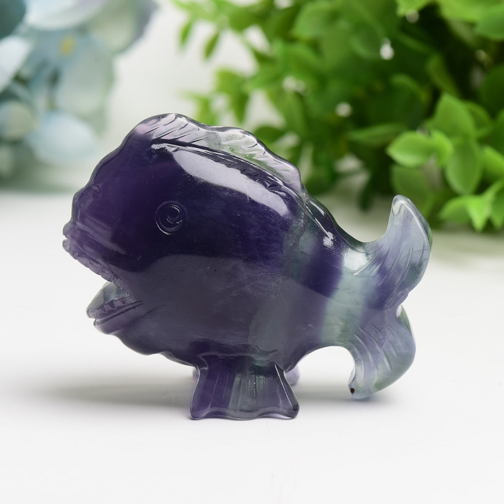 3.0" Fluorite Fish Carving Crystal Healing Bulk Wholesale