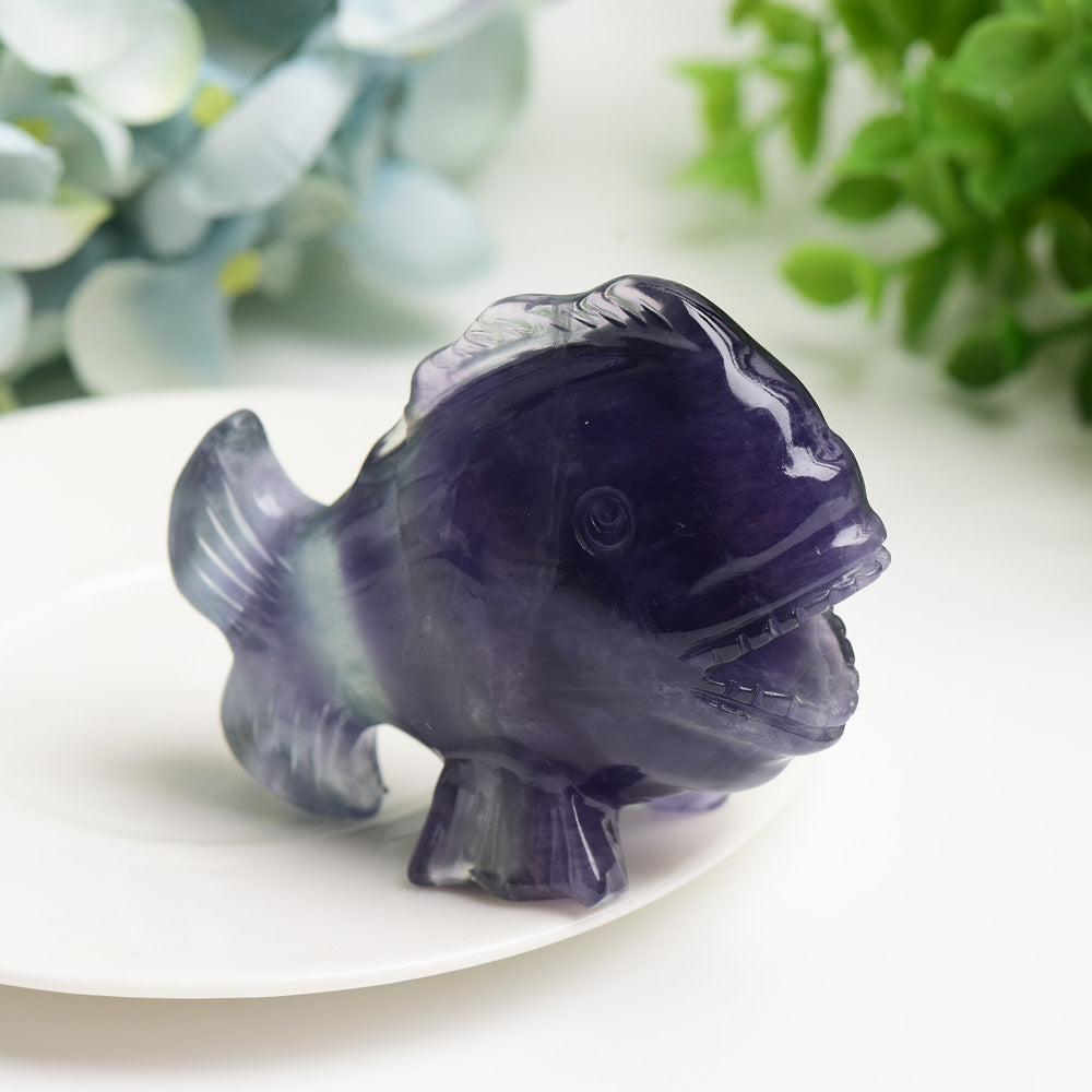 3.0" Fluorite Fish Carving Crystal Healing Bulk Wholesale