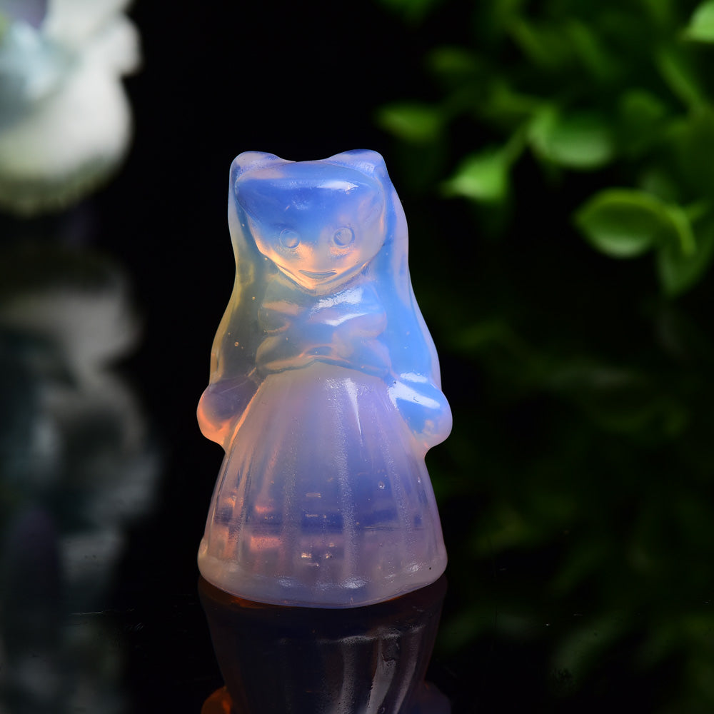 1.9" Rose Quartz Pink Opalite Sailor Moon Carving Crystal Healing Bulk Wholesale