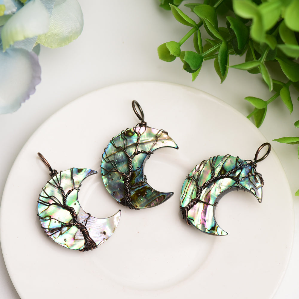 Aura Shell Moon Shape Pendant Crystal Healing Bulk Wholesale