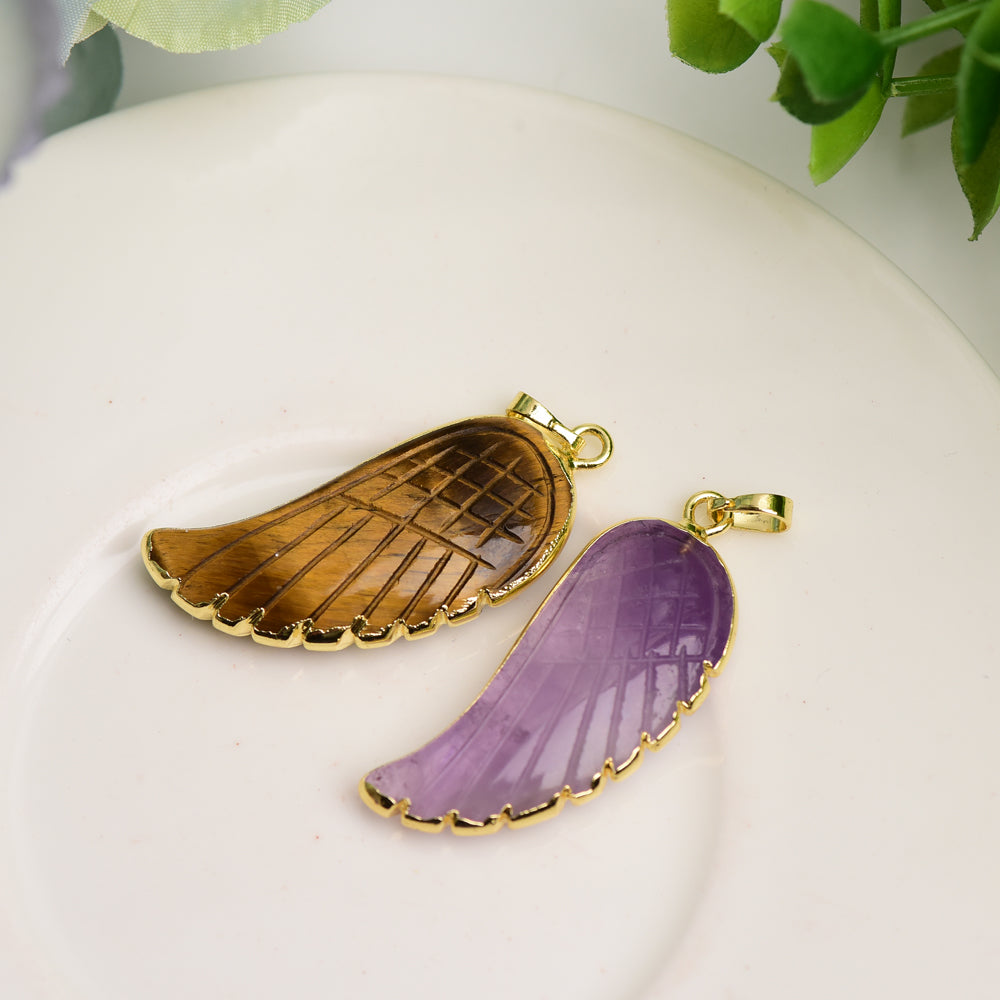 Mixed Crystal Wing Shape Pendant Crystal Healing Bulk Wholesale