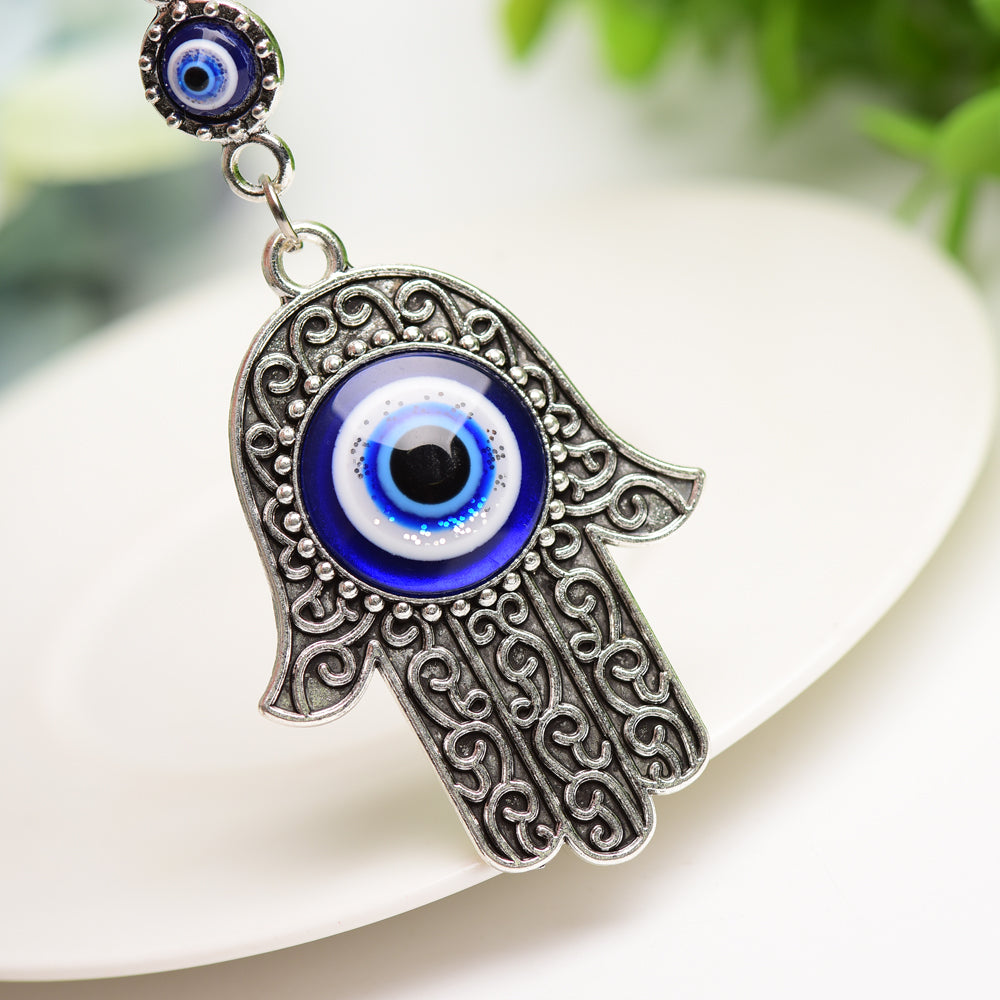 Metal Hand Shape with Evil's Eye Key Chain Crystal Healing Bulk Wholesale