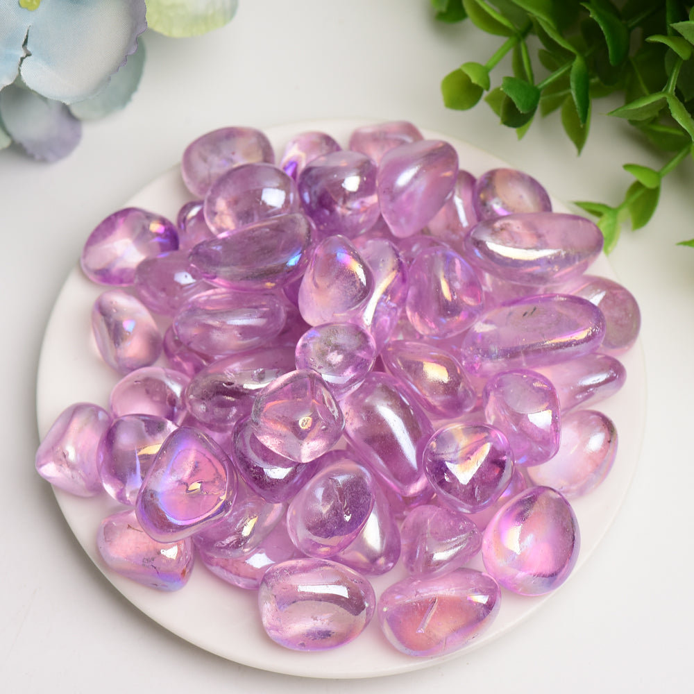 15-30mm Aura Amethyst Crystal Tumbles Crystal Healing Bulk Wholesale