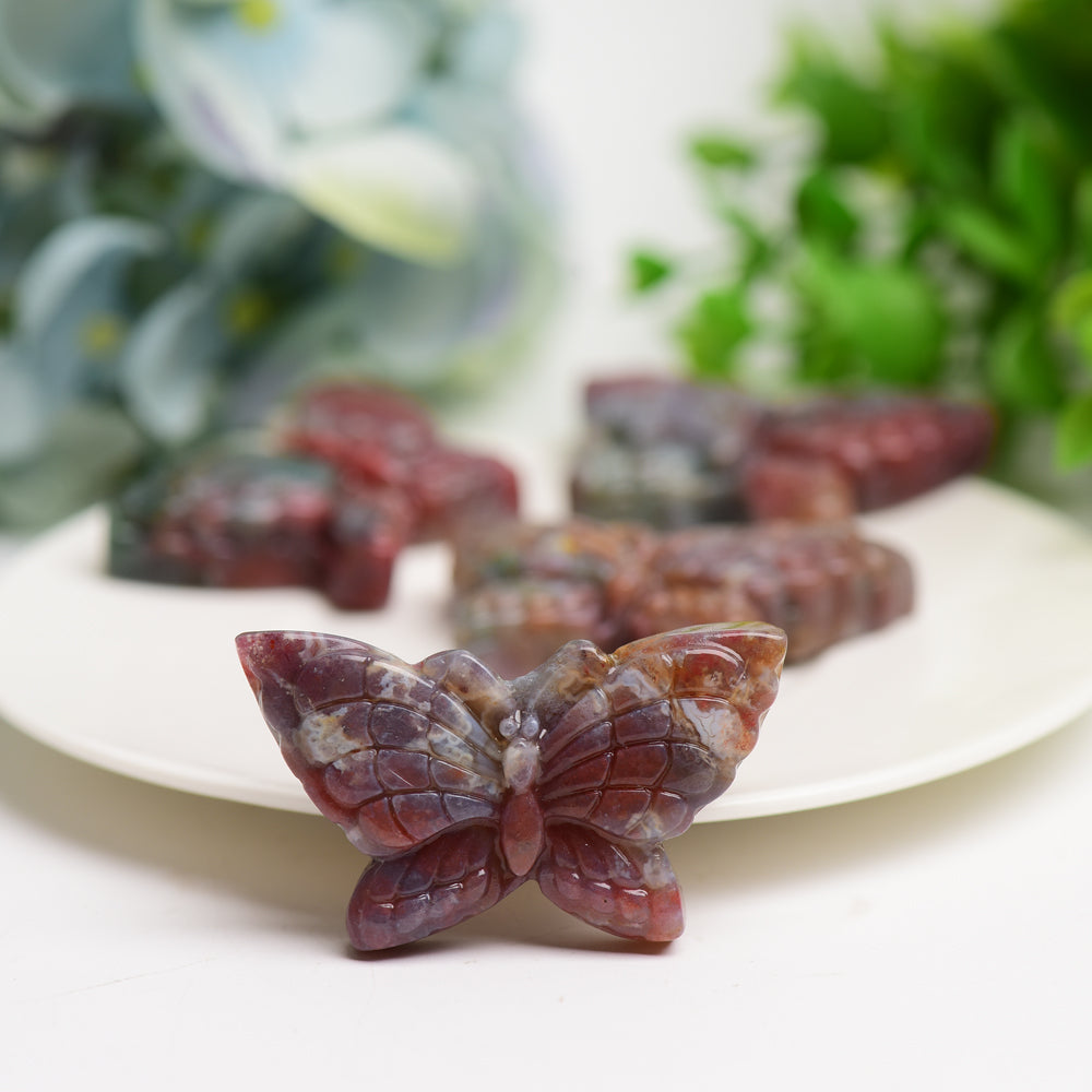 2.0" Ocean Jasper Butterfly Crystal Carving Crystal Healing Bulk Wholesale