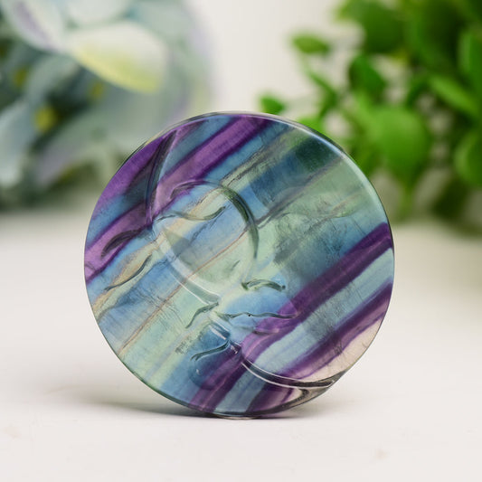 2.2" Rainbow Fluorite Sun Moon Face Crystal Carving Crystal Healing Bulk Wholesale