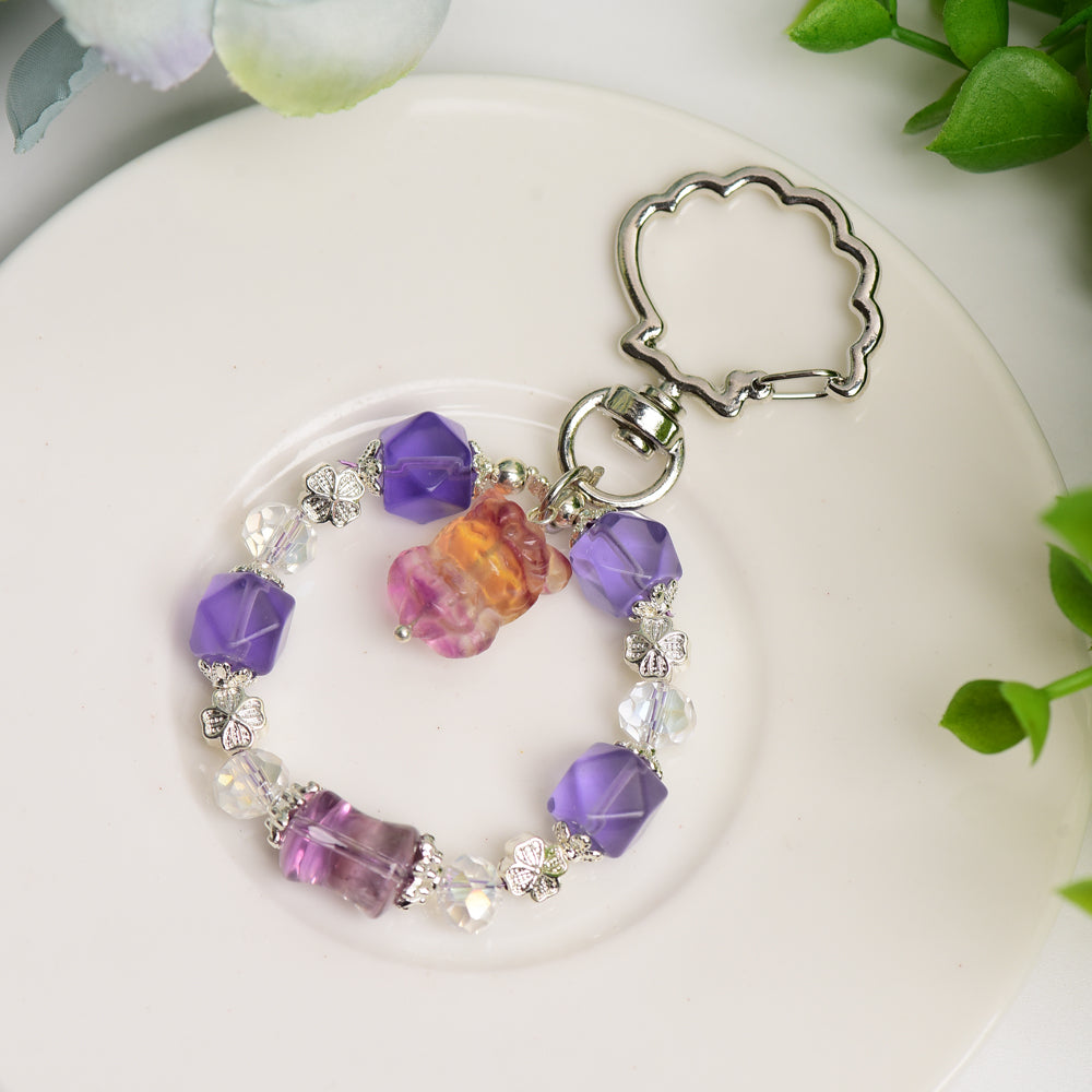 Mixed Crystal Bag Hanging Key Chain with Decor Crystal Healing Bulk Wholesale